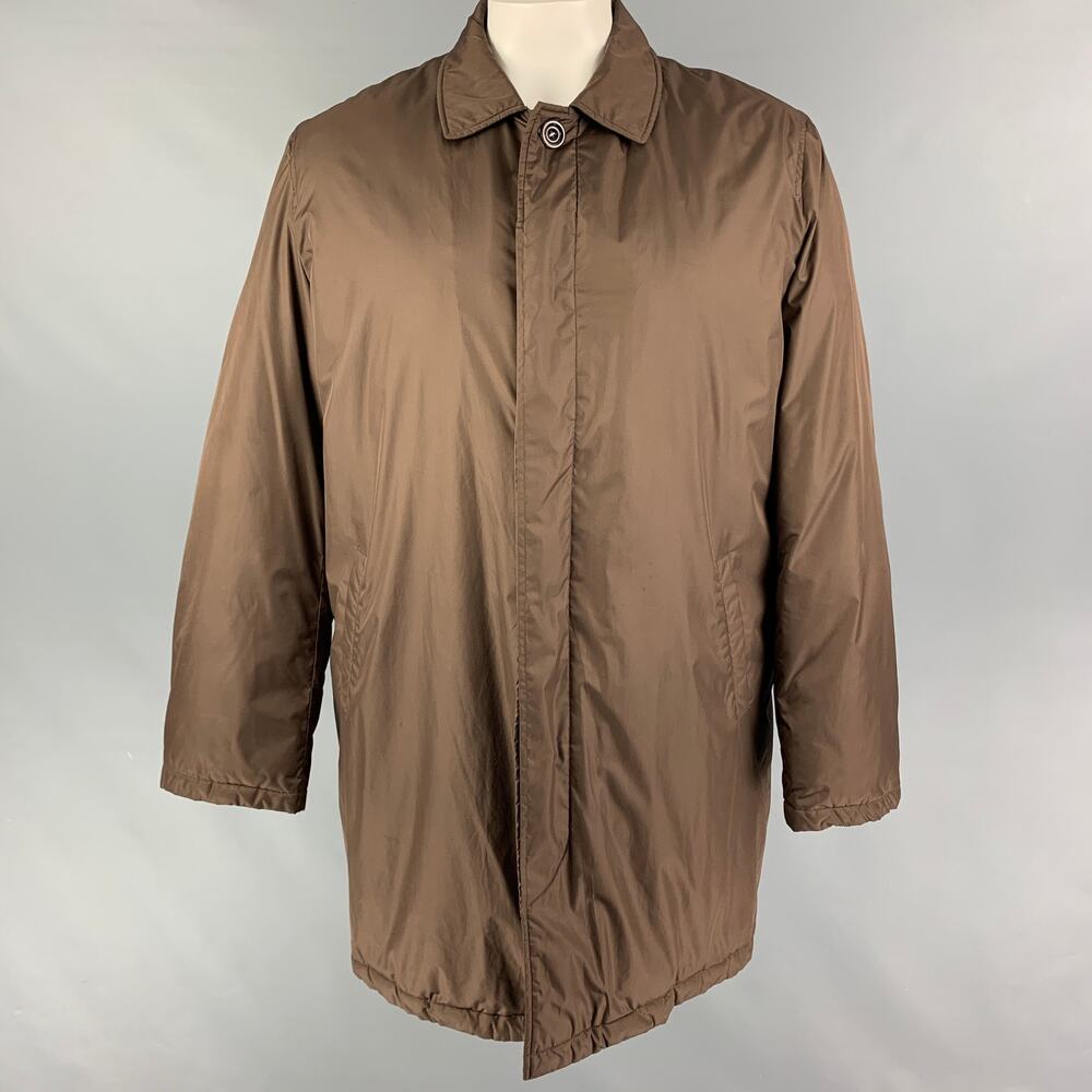 ETRO Size XL Brown Polyester Cotton Hidden Placket Coat